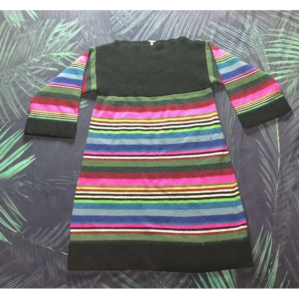 Free People Wool Stripe Shift Sweater Dress - S